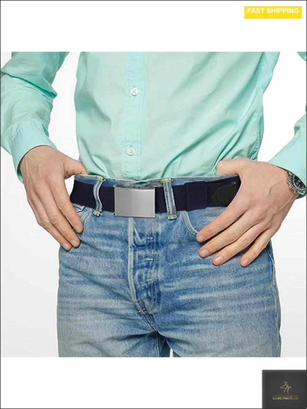 Boys Adjustable Canvas Belt with Silver Flip-Top Buckle